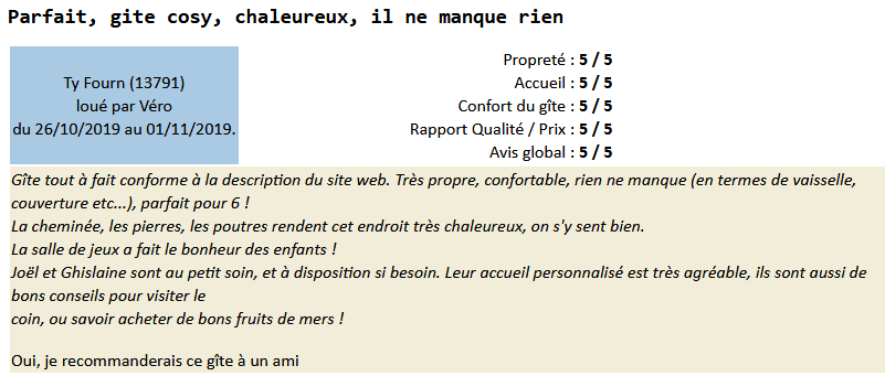 Avis clients 13791 2019 semaine 44