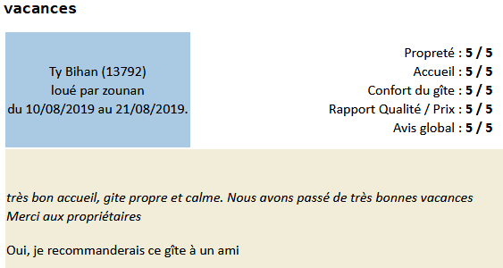 Avis clients 13792 2019 semaines 33 & 34