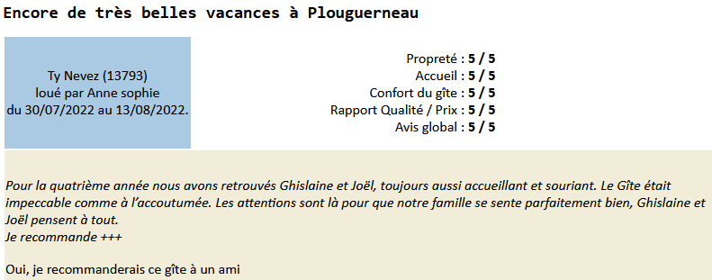 Avis client